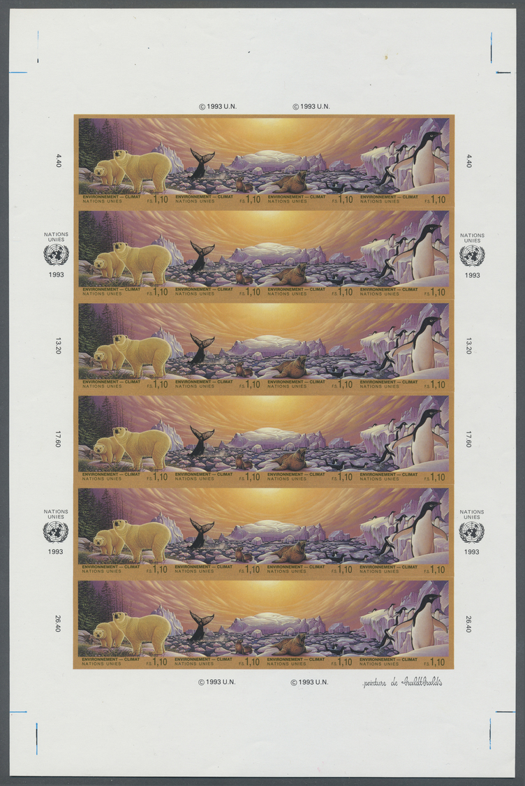 ** Thematik: Arktis & Antarktis / Arctic & Antarctic: 1993, UN Geneva. Pane With 6 Imperforate Strips Of 4 Of The Issue - Altri & Non Classificati