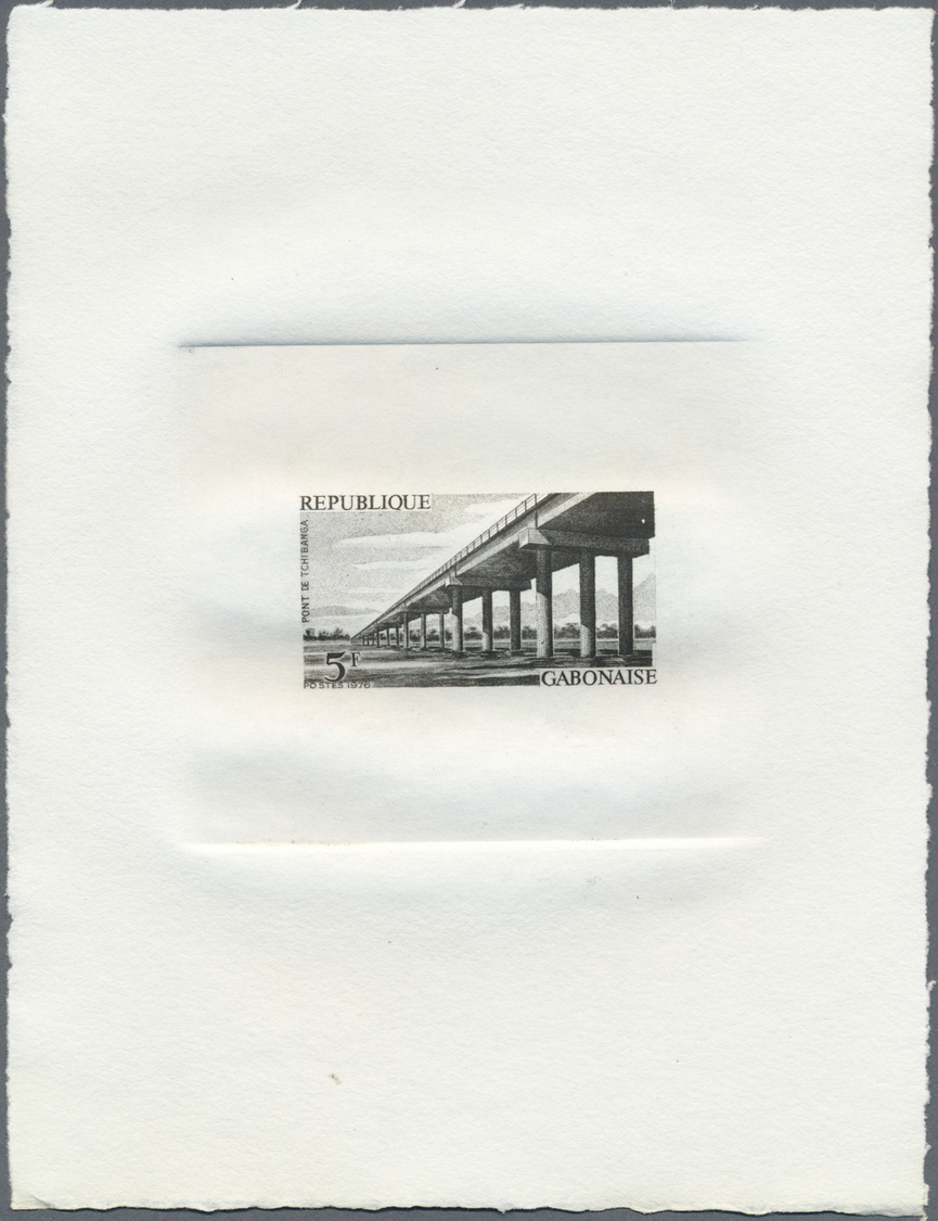 (*) Thematik: Bauwerke-Brücken / Buildings-bridges: 1976, Gabon, Bridges 5fr. To 50fr., Complete Set, Four Epreuves In B - Ponti