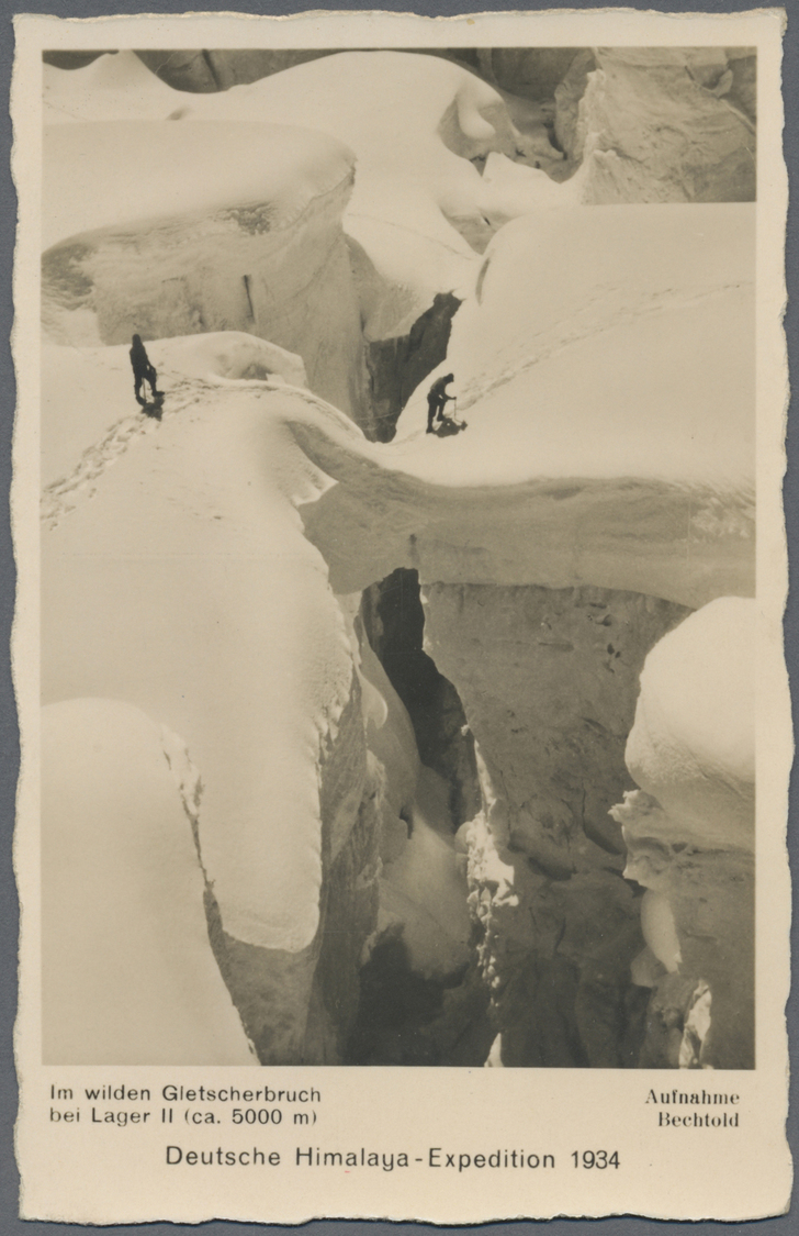 Br Thematik: Bergsteigen / Mountaineering: 1934, Dt. Reich. Foto-Ansichtskarte "Deutsche Himalaya-Expedition 1934" Mit A - Arrampicata