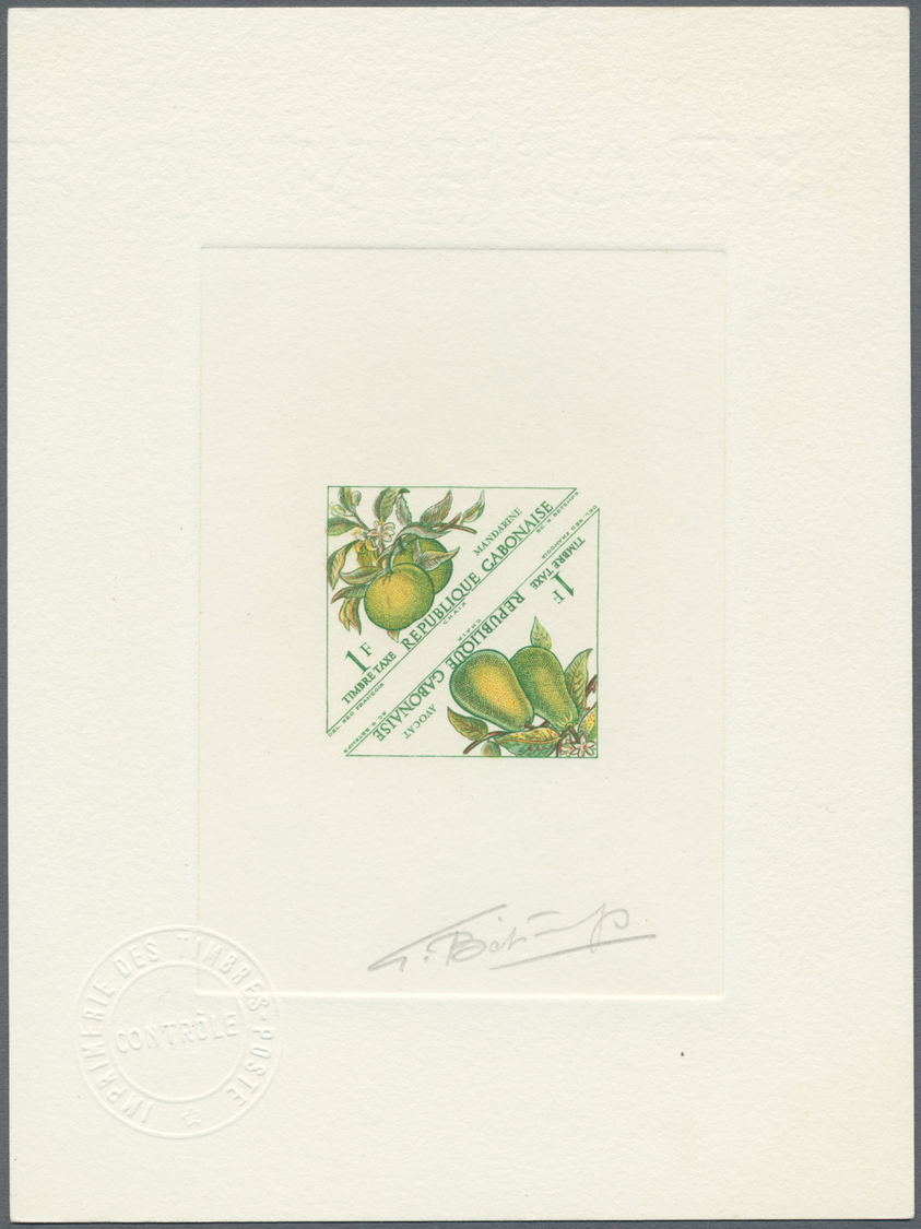 Thematik: Flora-Obst + Früchte / Flora-fruits: 1962, Gabon. Set Of 6 Multicolored Epreuves D'artiste Signée For The Comp - Frutta