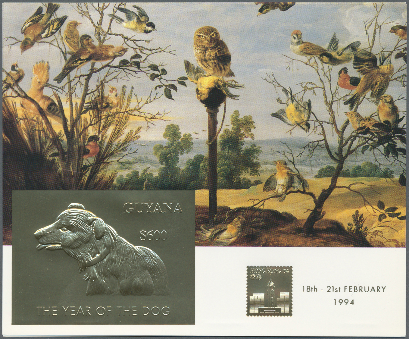 ** Thematik: Malerei, Maler / painting, painters: 1994, International Stamp Exhibition Hongkong '94 GOLD and SILVER mini