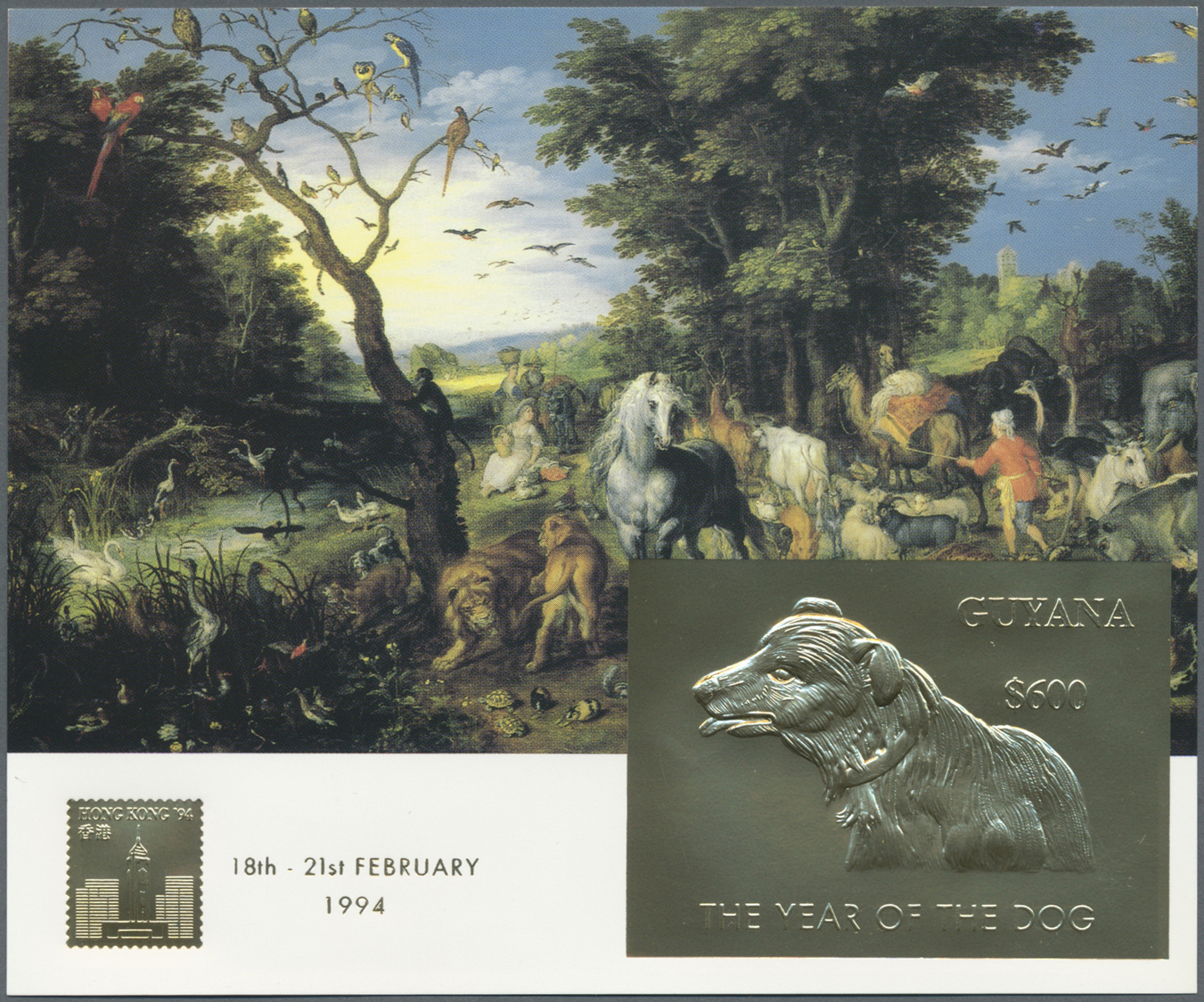 ** Thematik: Malerei, Maler / painting, painters: 1994, International Stamp Exhibition Hongkong '94 GOLD and SILVER mini