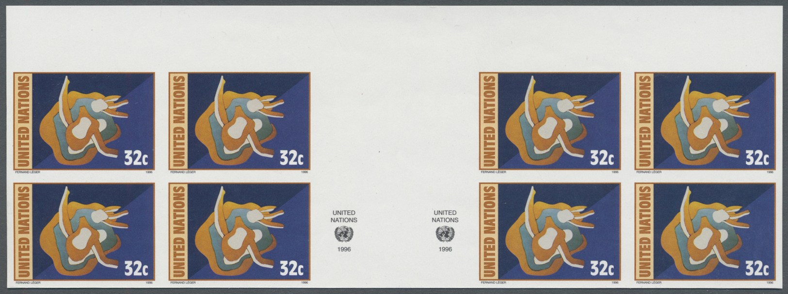 ** Thematik: Malerei, Maler / Painting, Painters: 1996, UN New York. Imperforate Horizontal Gutter Pair Of 2 Blocks Of 4 - Altri & Non Classificati