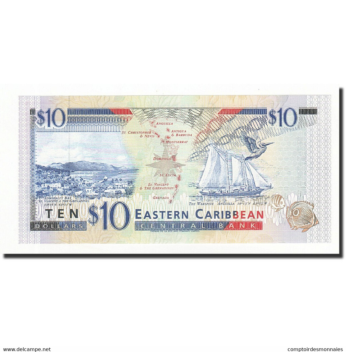 Billet, Etats Des Caraibes Orientales, 10 Dollars, Undated (1994), KM:32l, NEUF - Caraïbes Orientales