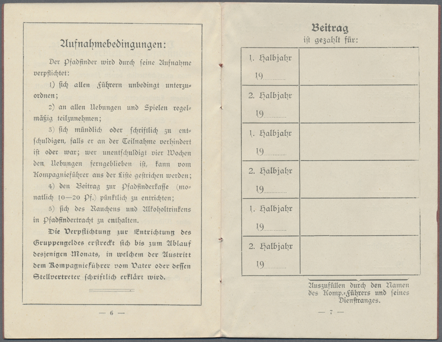 Thematik: Pfadfinder / Boy Scouts: Dokument Pfadfinder Korps Ausweis 1.WK Nachlass Des In Belgien Eingesetzten Pfadfinde - Altri & Non Classificati