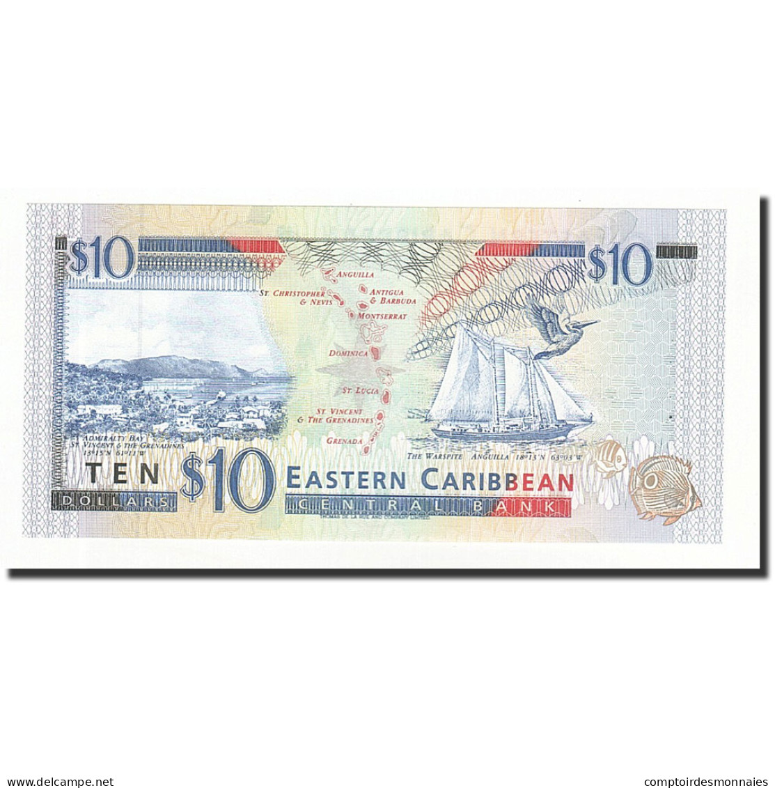 Billet, Etats Des Caraibes Orientales, 10 Dollars, Undated (1994), KM:32a, NEUF - East Carribeans