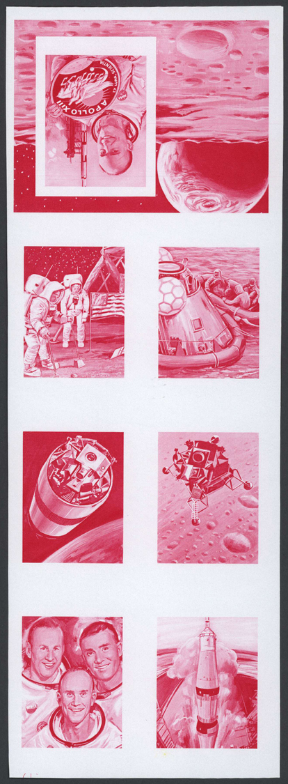 ** Thematik: Raumfahrt / astronautics: 1970, Ajman, 9 items, progressive die proofs in blocks of 7 for the issue APOLLO