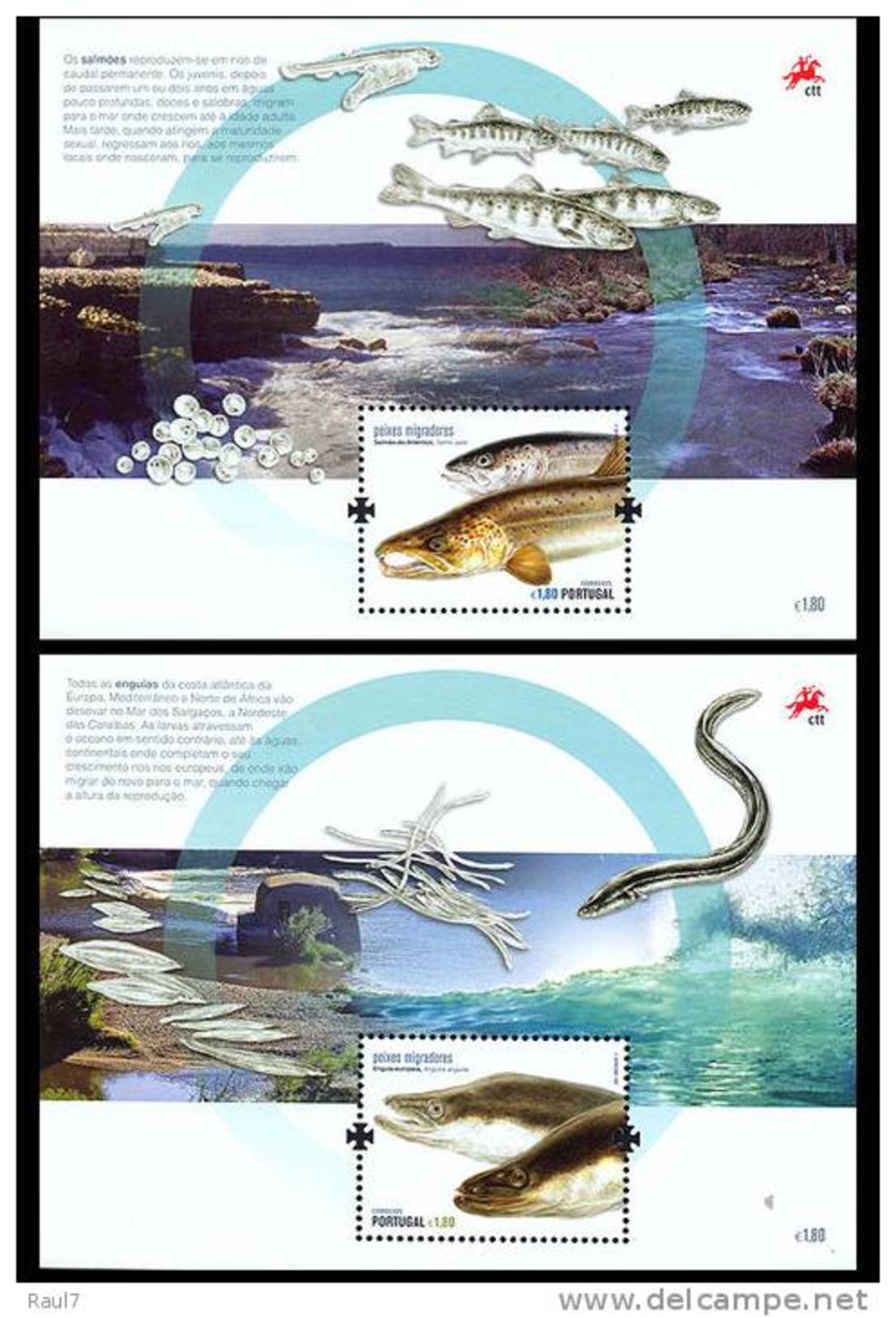 PORTUGAL 2011 2 BF ** (MNH) Poissons Migrateurs  Portugais - Unused Stamps