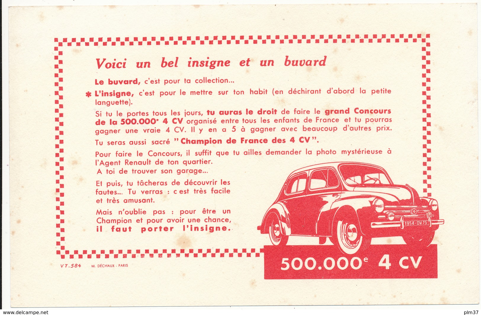 BUVARD -  4 CV Renault - Automotive