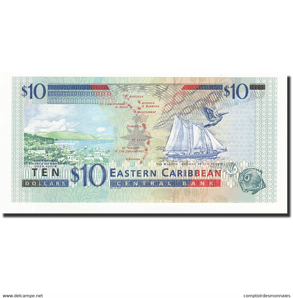 Billet, Etats Des Caraibes Orientales, 10 Dollars, Undated (2000), KM:38l, NEUF - Caribes Orientales