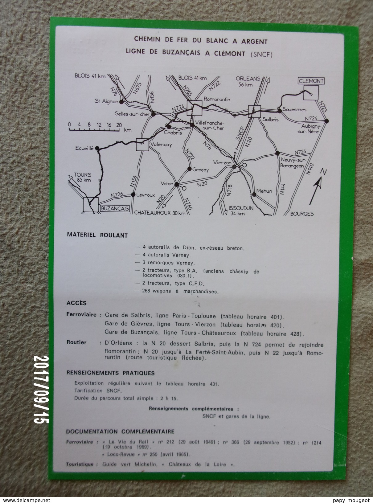 Chemins De Fer Du Blanc à Argent Ligne De Buzançais à Clémont Fiche Loco-Revue 1973 - Chemin De Fer