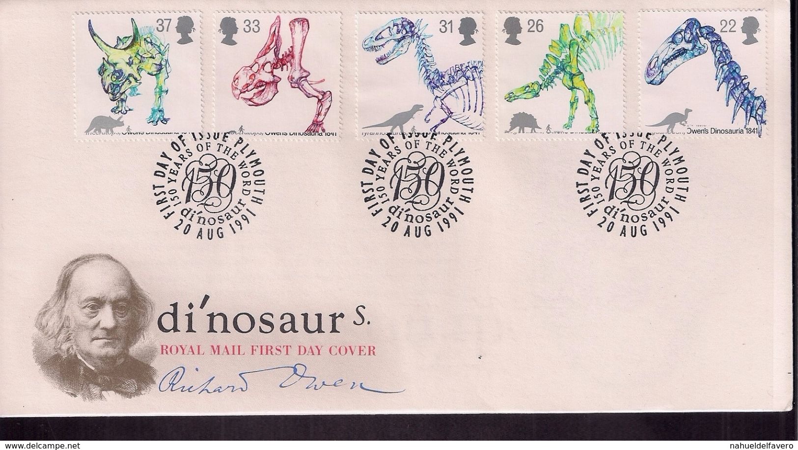 Inglaterra FDC Con Serie Dinosaurios 1991 - Préhistoriques