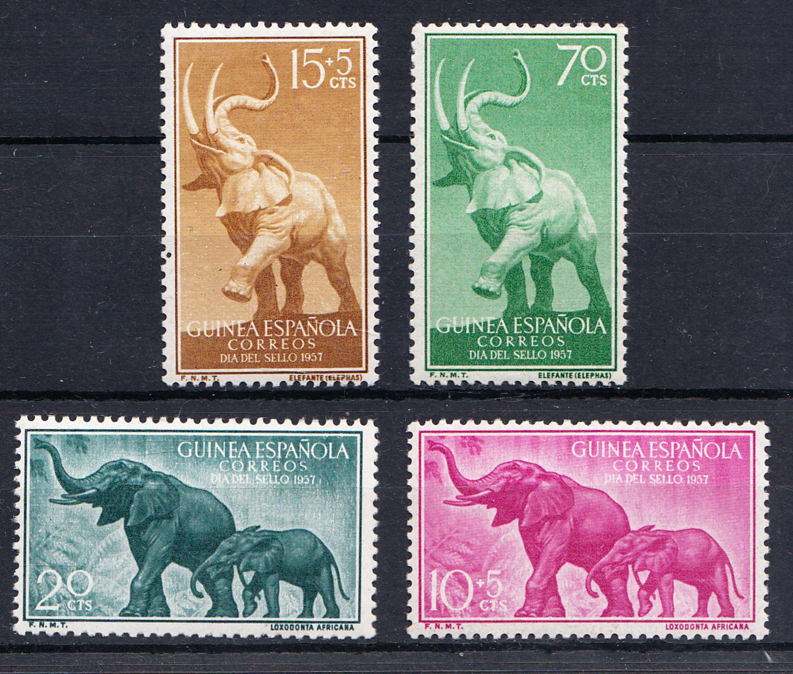 GUINEA ESPAÑOLA  1967. DIA DEL SELLO. FAUNA: ELEFANTES NUEVOS SIN CHARNELA. MNH .CECI  2 Nº 58 - Guinea Española