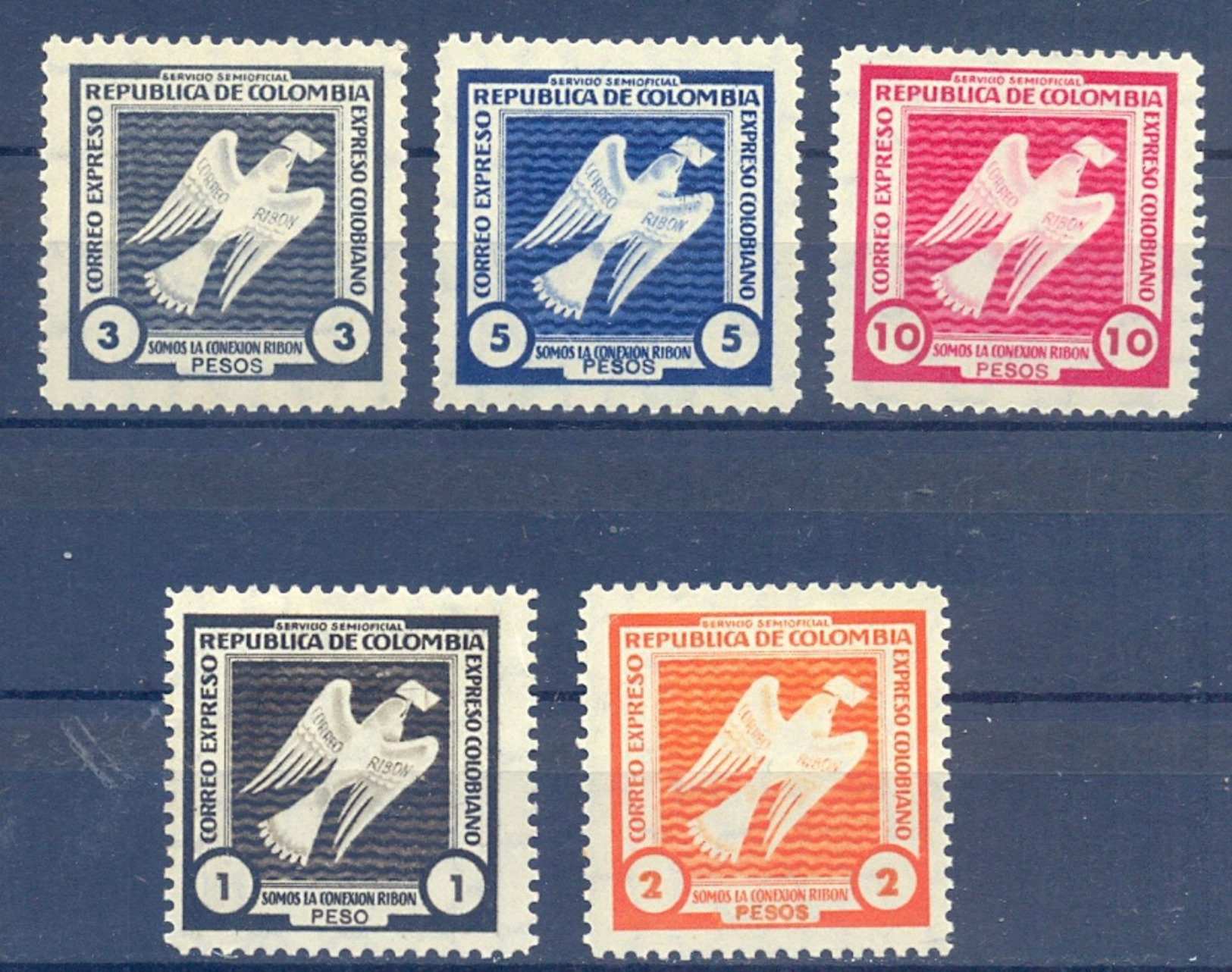 Colombia, Scott #Unlisted, Mint Hinged, Somos DOVE / PALOMAS.-. " EXPRESO RIBON " - PRIVATE CARRIER - Colombie