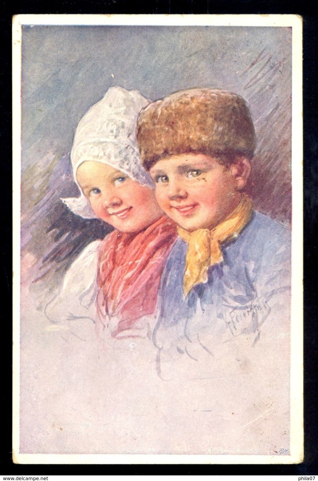 Karl Feiertag - Boy And Girl / Postcard Circulated, 2 Scans - Feiertag, Karl