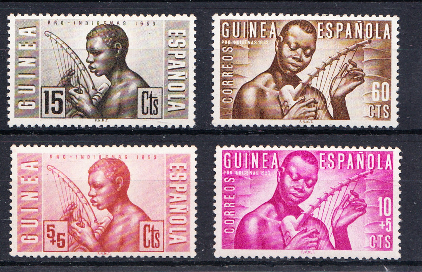 GUINEA ESPAÑOLA 1953. PRO INDIGENAS: MUSICOS INDIGENAS   NUEVOS SIN CHARNELA. MNH .CECI  2 Nº 58 - Guinea Española