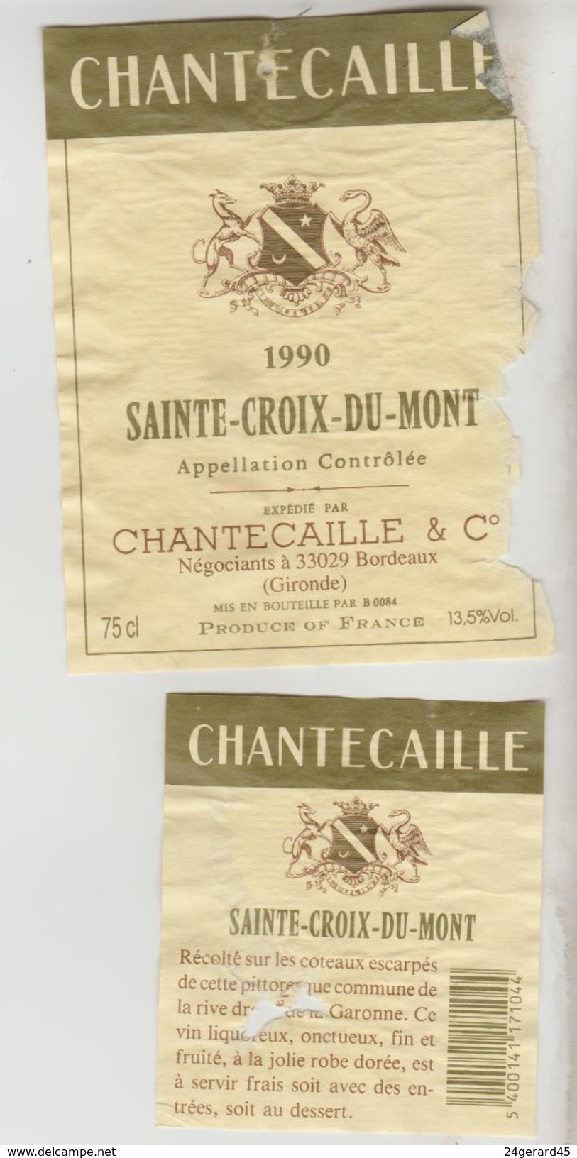 OENOGRAPHIE 2 ETIQUETTES (+3) VINS BORDEAUX Loupiac 90 Fleur De Cros, Cadillac 90 Château La Croix (Sauternes Chât. Simo - Bordeaux