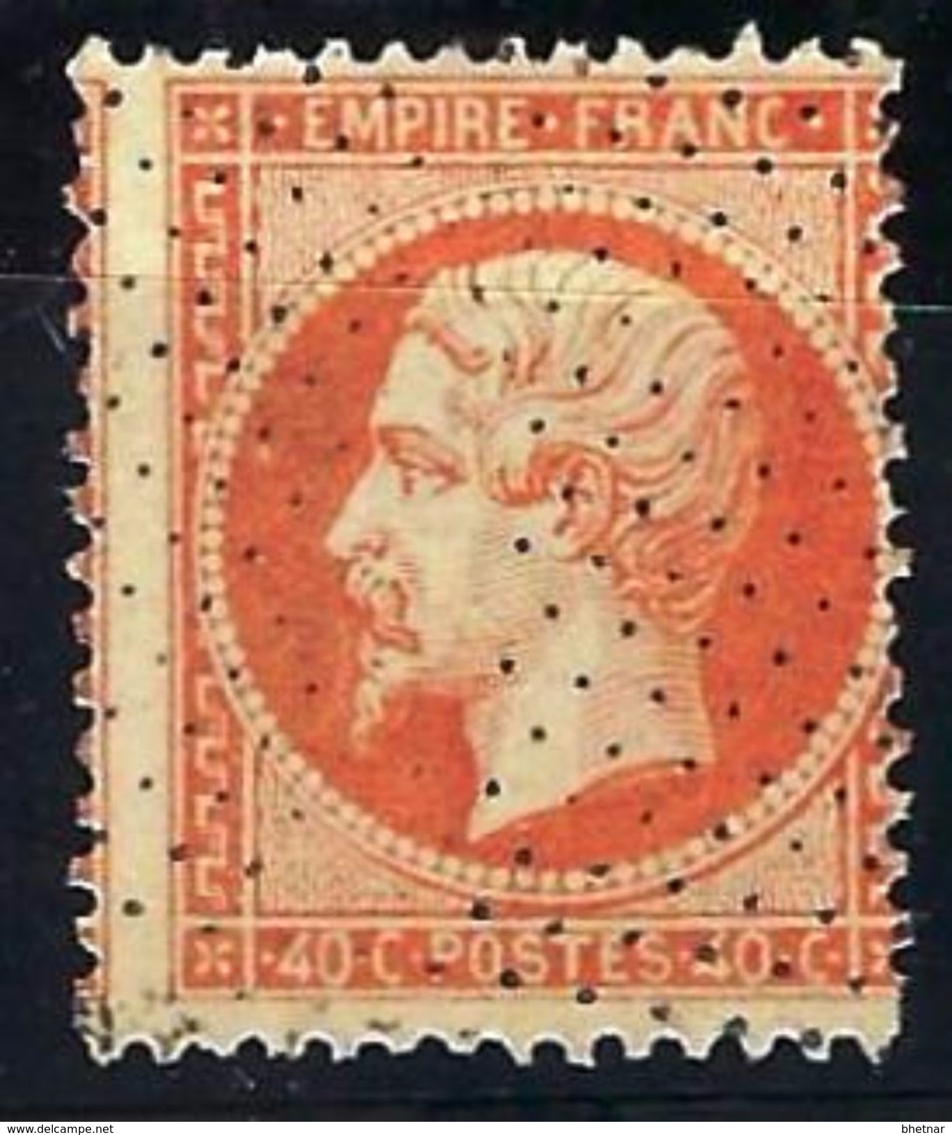 FR YT 23 " Napoléon III 40c. Orange " Roulette De Points - 1862 Napoleon III