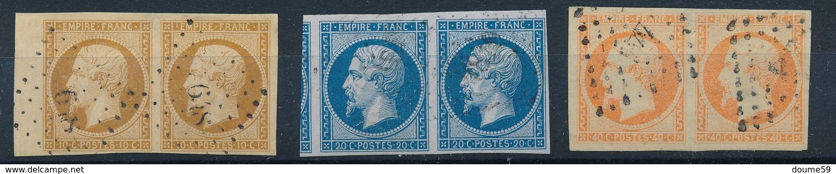 BM-41: FRANCE : Lot Avec PAIRES TB  N°13A-14B-16 - 1853-1860 Napoléon III