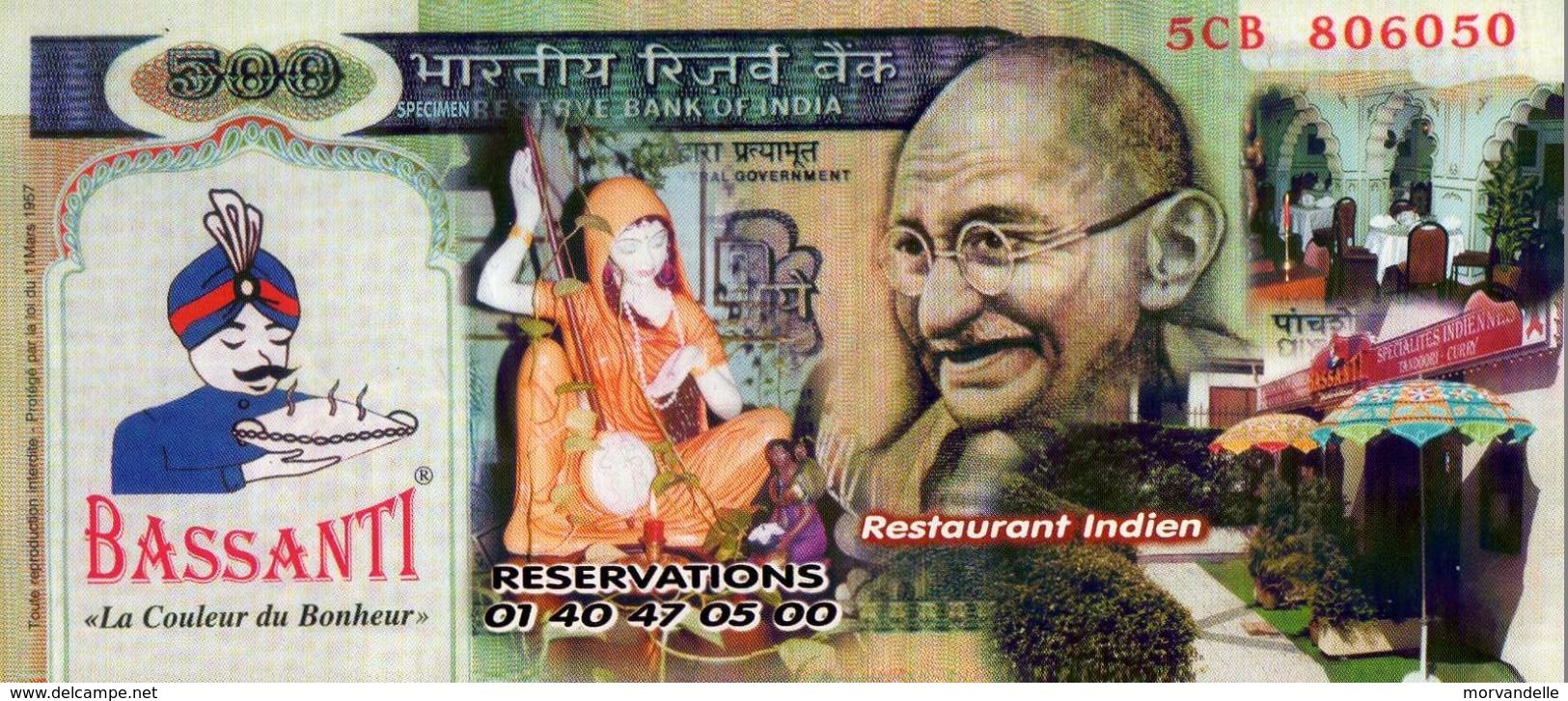 IMITATION BILLET 500 SUR PUBLICITE RESTAURANT INDIEN - Format 9,5X21 Cm - - Specimen