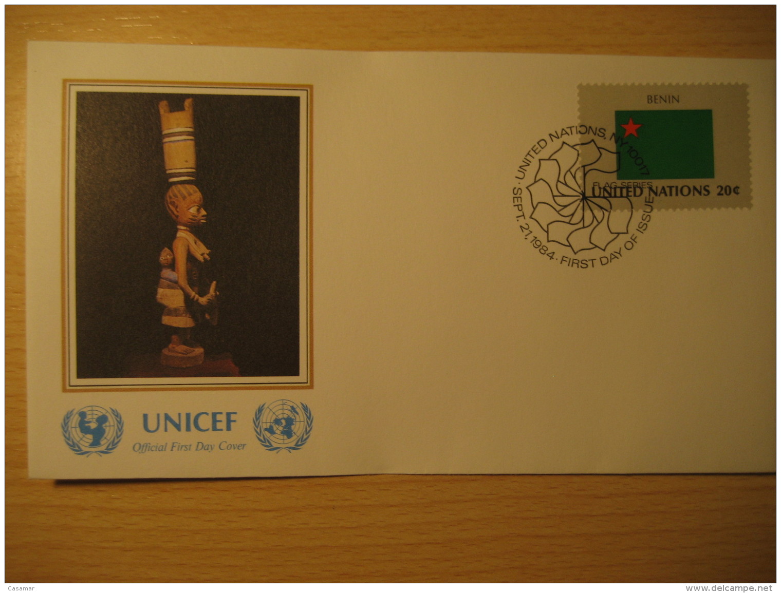 BENIN New York 1984 FDC Cancel UNICEF Cover UNITED NATIONS UN NY Flag Series Flags Yoruba Tribe - Bénin – Dahomey (1960-...)