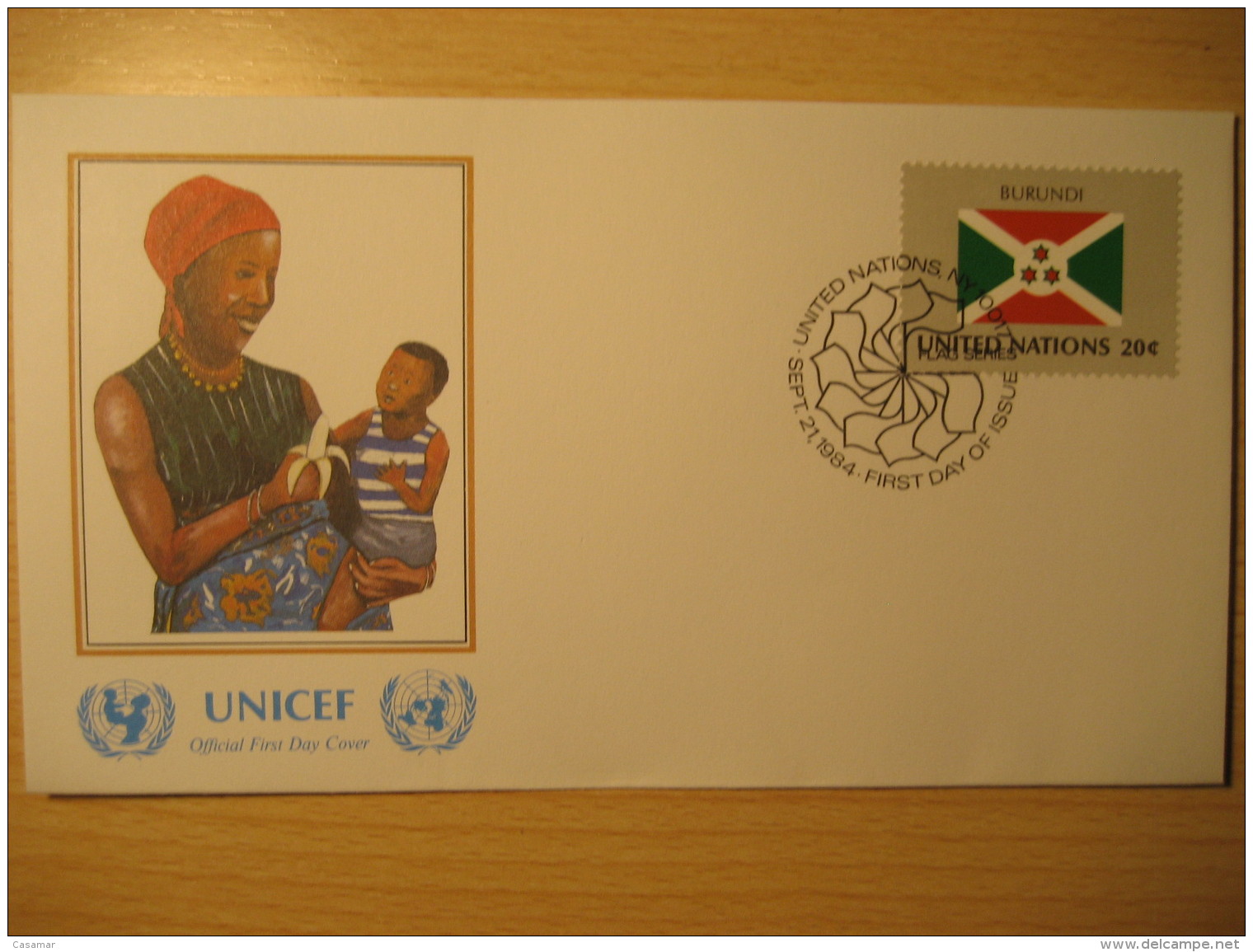 BURUNDI New York 1984 FDC Cancel UNICEF Cover UNITED NATIONS UN NY Flag Series Flags Ancient Bindariye - Autres & Non Classés