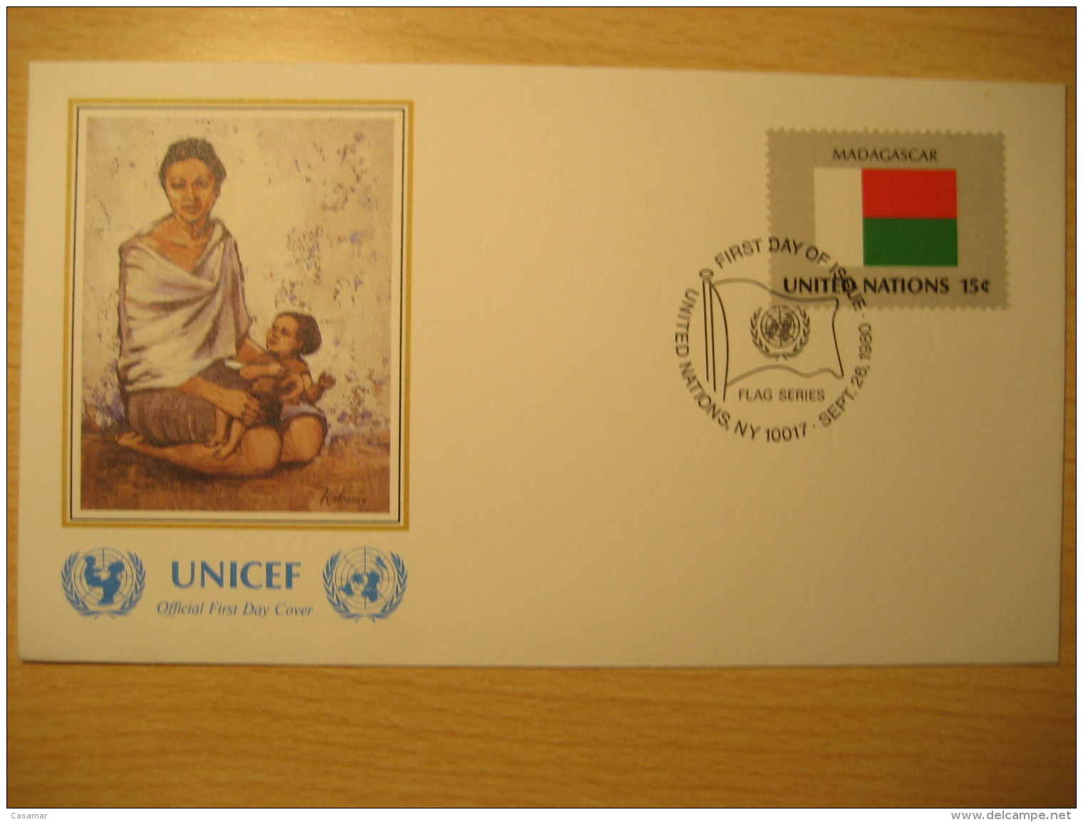 MADAGASCAR New York 1980 FDC Cancel UNICEF Cover UNITED NATIONS UN NY Flag Series Flags Rakamy - Madagascar (1960-...)