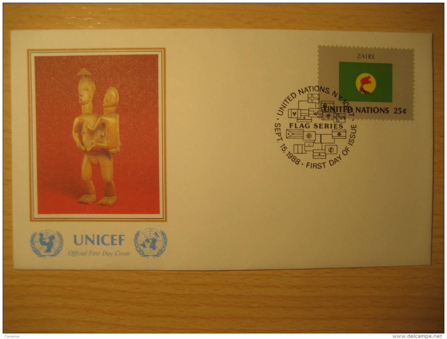 ZAIRE New York 1988 FDC Cancel UNICEF Cover UNITED NATIONS UN NY Flag Series Flags Azande Tribe - Autres & Non Classés