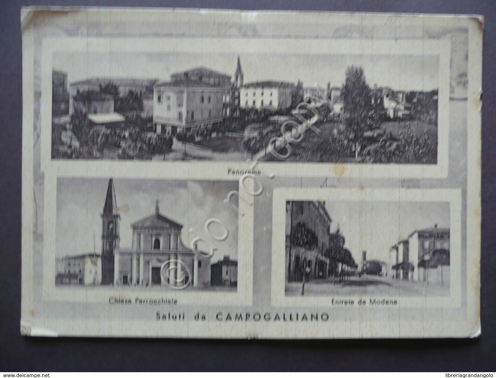 Cartolina Saluti Da Campogalliano Panorama Chiesa Modena Viaggiata 1942 - Modena