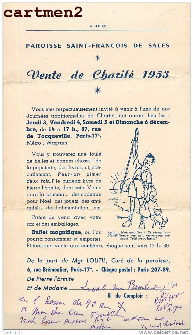 PARIS PAROISSE SAINT-FRANCOIS DE SALES VENTE DE CHARITE RUE DE TOCQUEVILLE 75017 NOIRMOUTIER SCOUT SCOUTISME RELIGION - Programmes