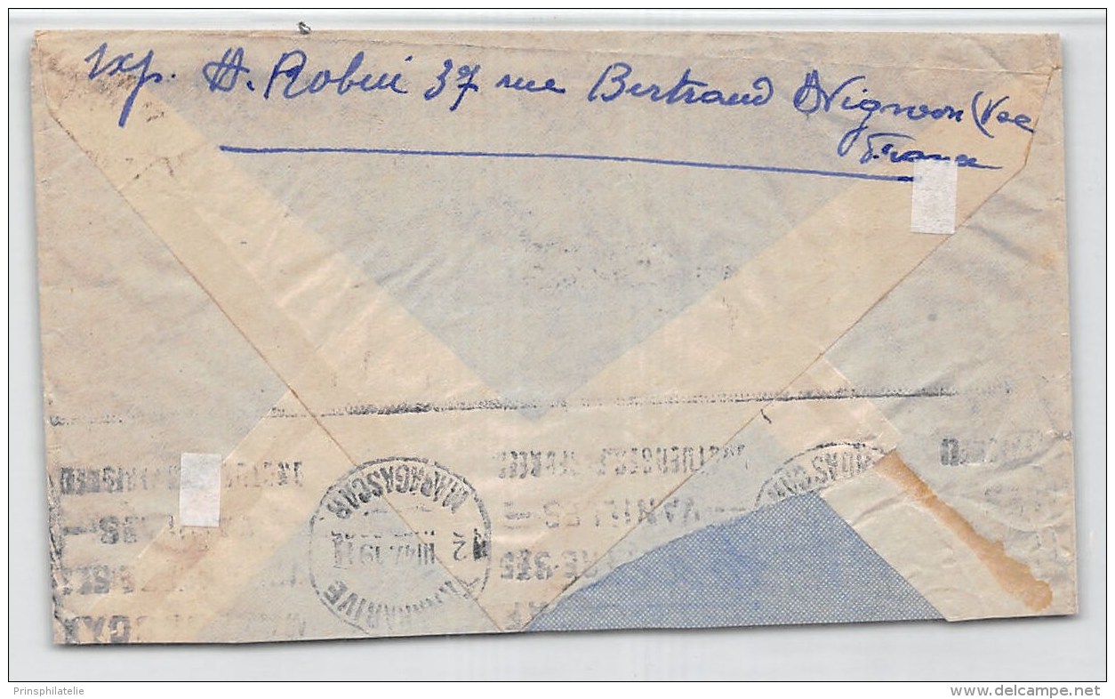 LETTRE DE AVIGNON  POUR MADAGASCAR PAR AVION AVEC BEL AFFRANCHISSEMENT  POINTE DU RAZ GANDON 1947  COVER - 1921-1960: Modern Period