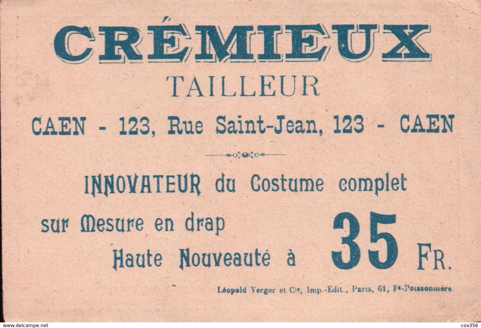 CHROMOS . CREMIEUX Tailleur à CAEN 14