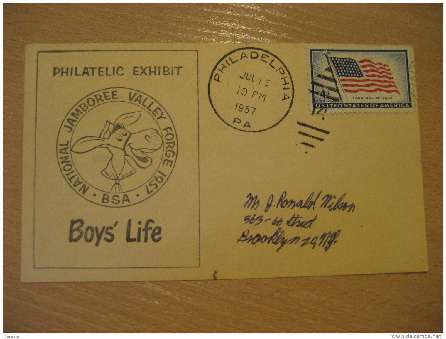 NATIONAL JAMBOORE VALLEY FORGE Philadelphia 1957 Post Card USA Donkey Donkeys Horse - Anes