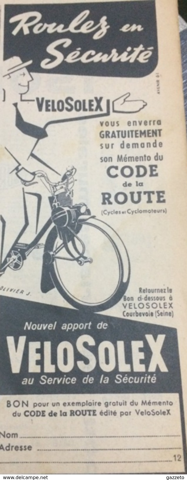 VELOSOLEX-PUBLICITÉ ISSUE D'UNE ANCIENNE REVUE - Objets Publicitaires