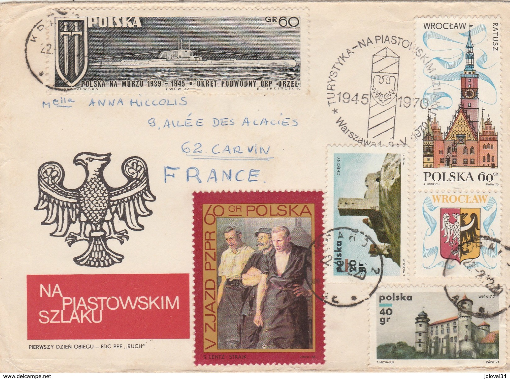 Pologne Lettre 1970 Affranchissement Recto Verso Pour Carvin Pas De Calais France - Lettres & Documents