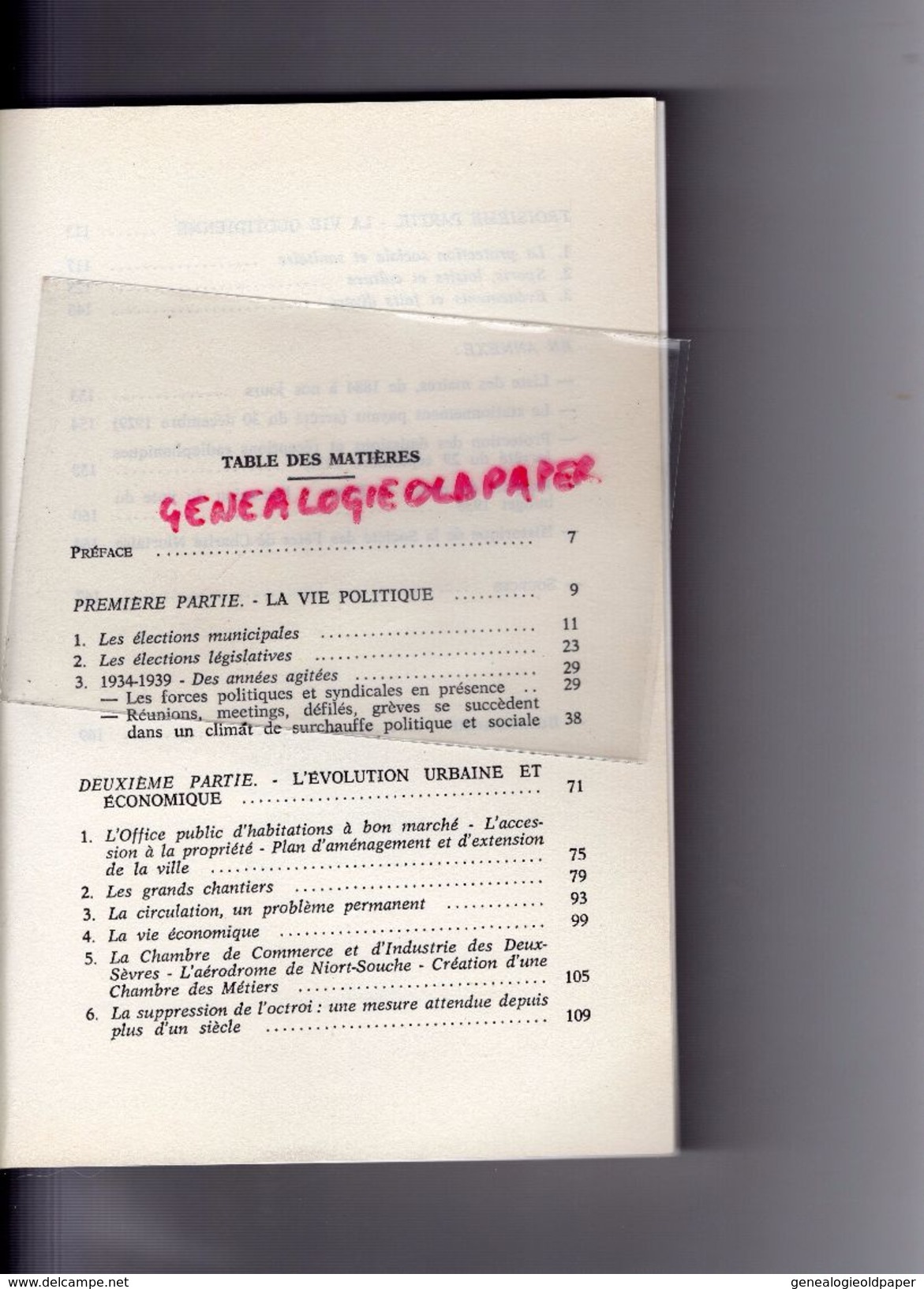 79 - NIORT ENTRE LES DEUX GUERRES -1924 1939- BAKER-ANDRE TEXIER DEDICACE A PAULETTE RIFFEAU-CARTE BERNARD BELLEC MAIRE - Aquitaine