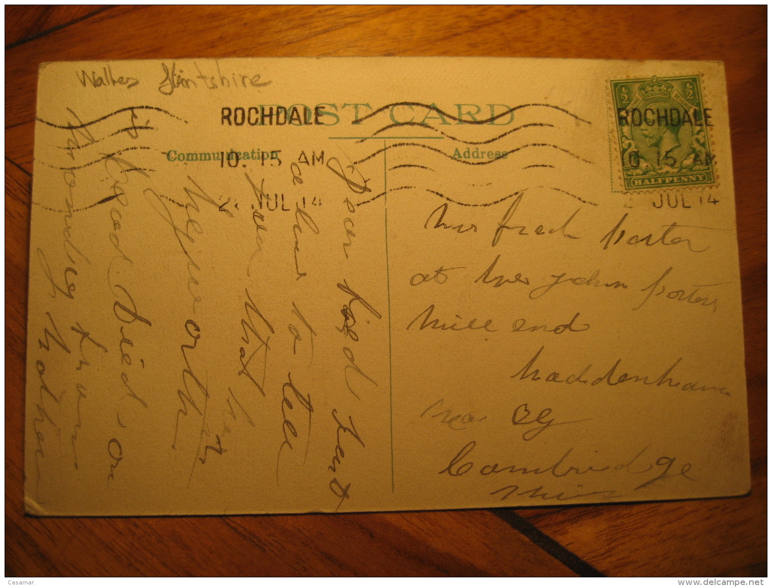 A Rough Sea At RHYL Rochdale 1914 Cancel Post Card Flintshire Wales UK GB - Flintshire