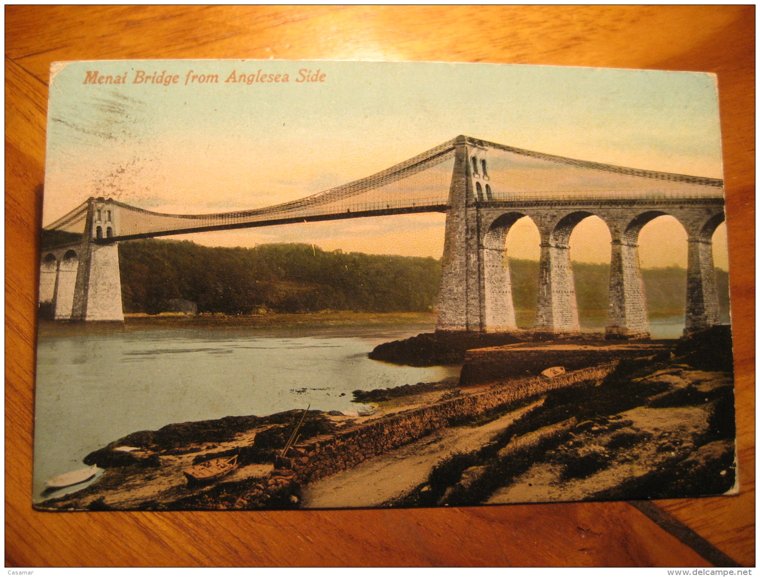 MENAI BRIDGE From Anglesea Side Daergwrle?? Wrexham 1912 Cancel Post Card Anglesey Wales UK GB - Anglesey