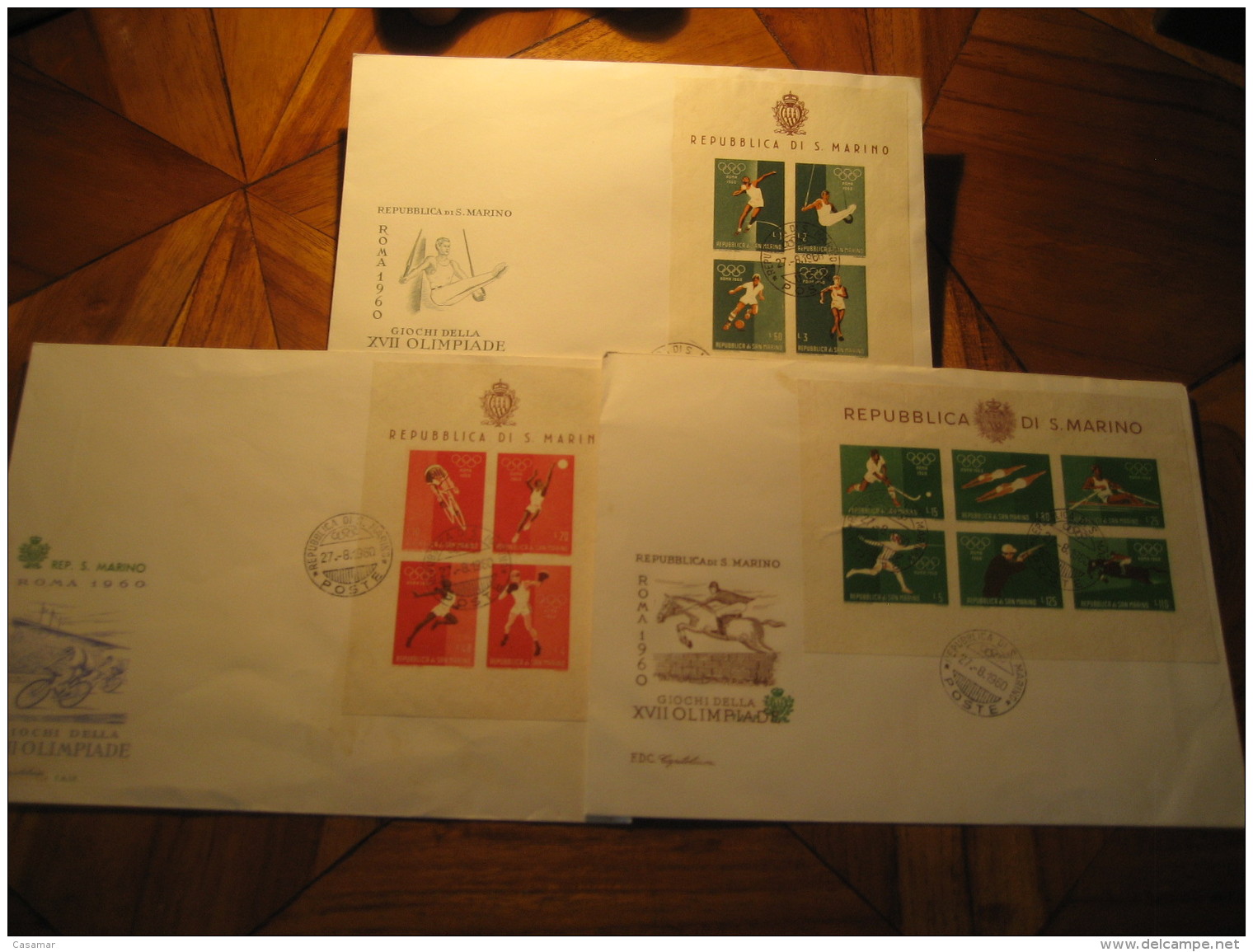 ROMA 1960 Olympic Games Olympics FDC 3 Imperforated Bloc Cancel Cover SAN MARINO Italy - Sommer 1960: Rom