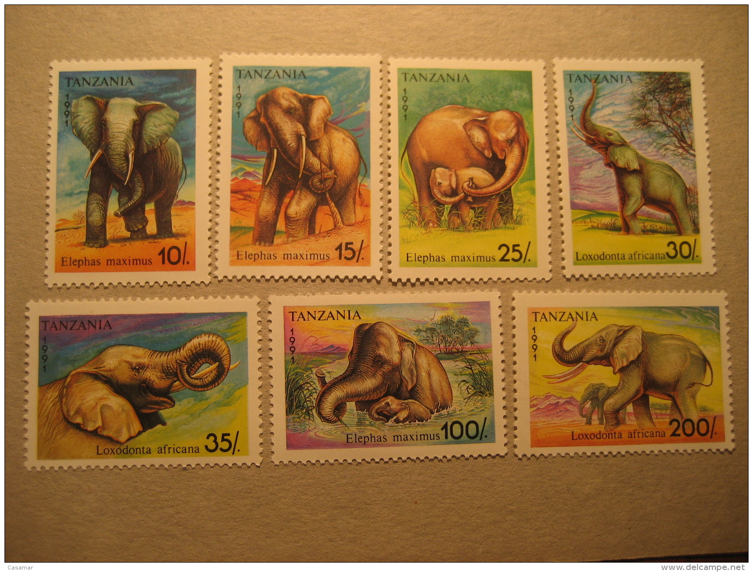 Asia &amp; Africa ELEPHANTS Yvert 796/802 ** Cat 12,50 Eur TANZANIA Animals Fauna - Elephants