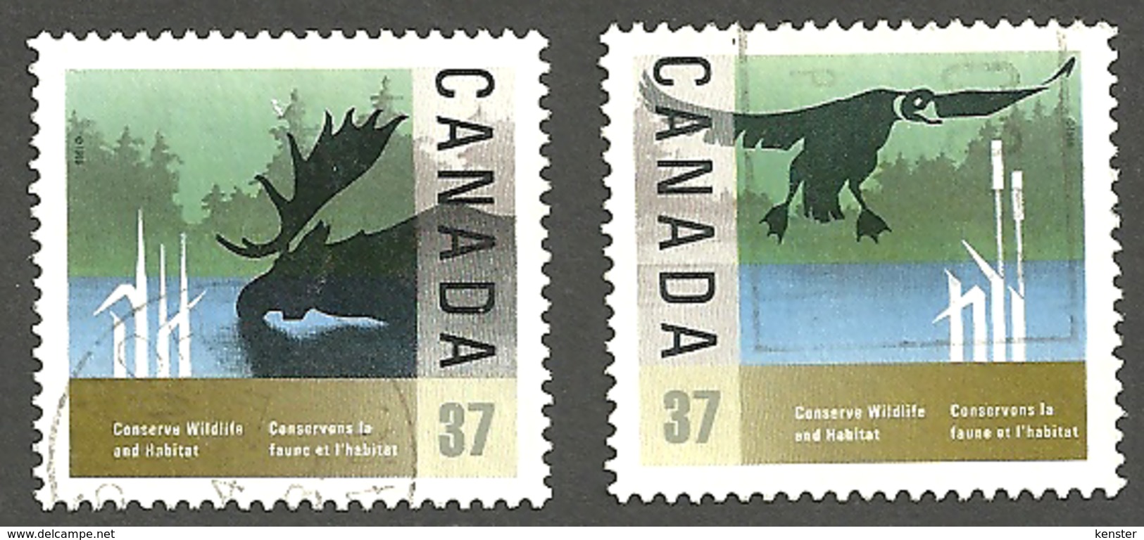 Sc. #1204 & 05 Wildlife Conservation Pair Used  1988 K632 - Oblitérés