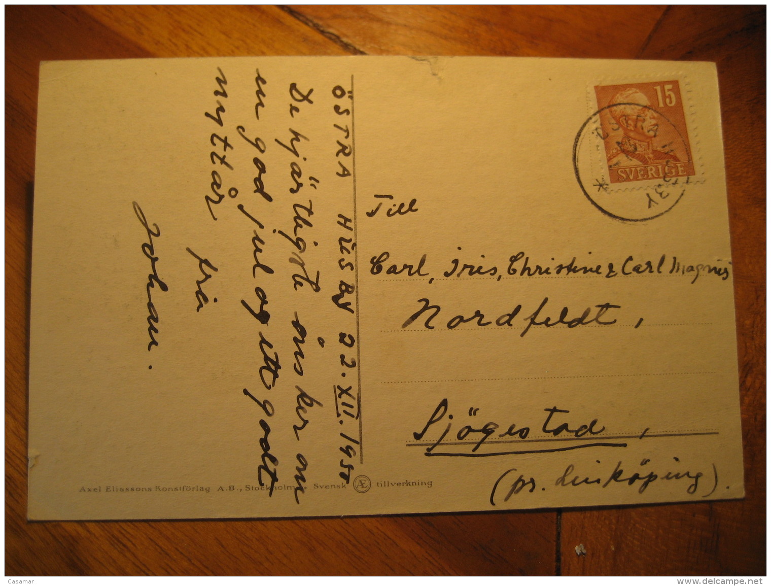 God Jul Ostra Husby 1950 To Sjogestad Post Card SWEDEN - Sweden