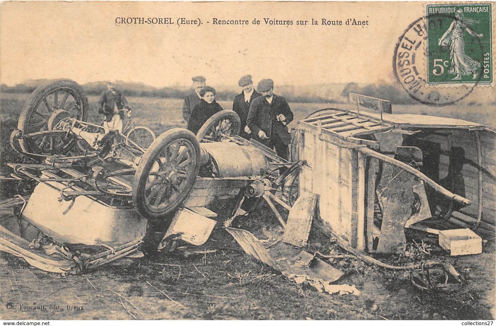 27-CROTH-SOREL- RENCONTRE DE VOITURES SUR LA ROUTE D'ANET - Altri & Non Classificati