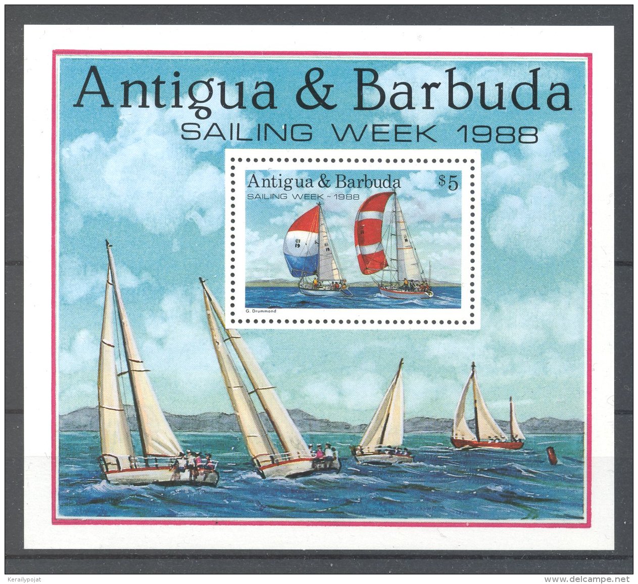 Antigua - 1988 Sailing Week Block MNH__(TH-17019) - Antigua Und Barbuda (1981-...)