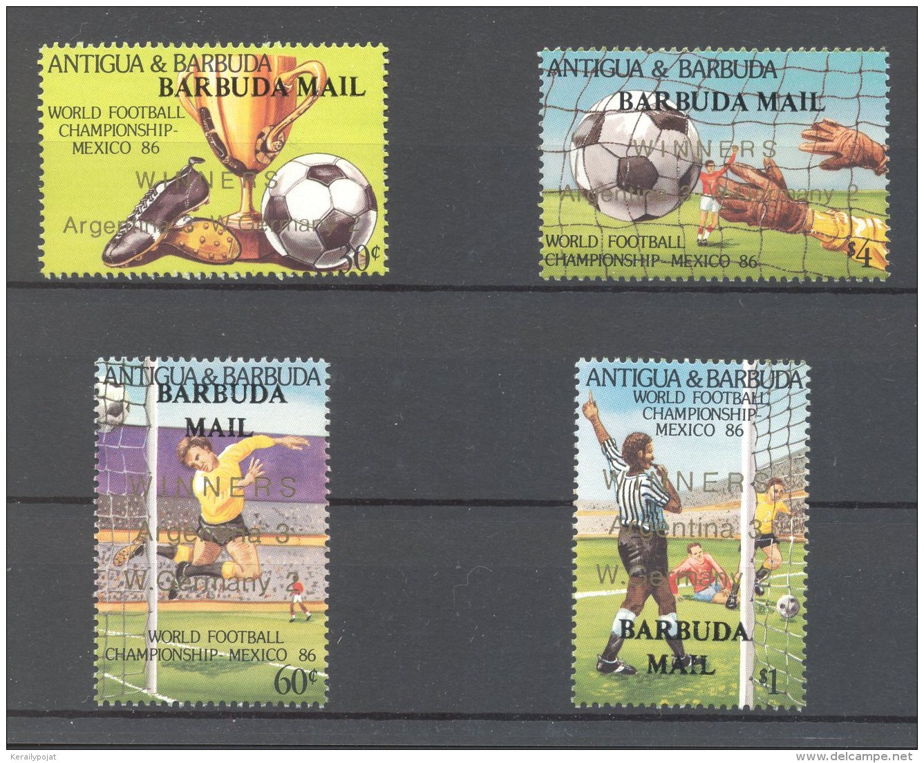 Barbuda - 1987 Football World Cup Overprints *mint HINGED*__(TH-16791) - Antigua And Barbuda (1981-...)