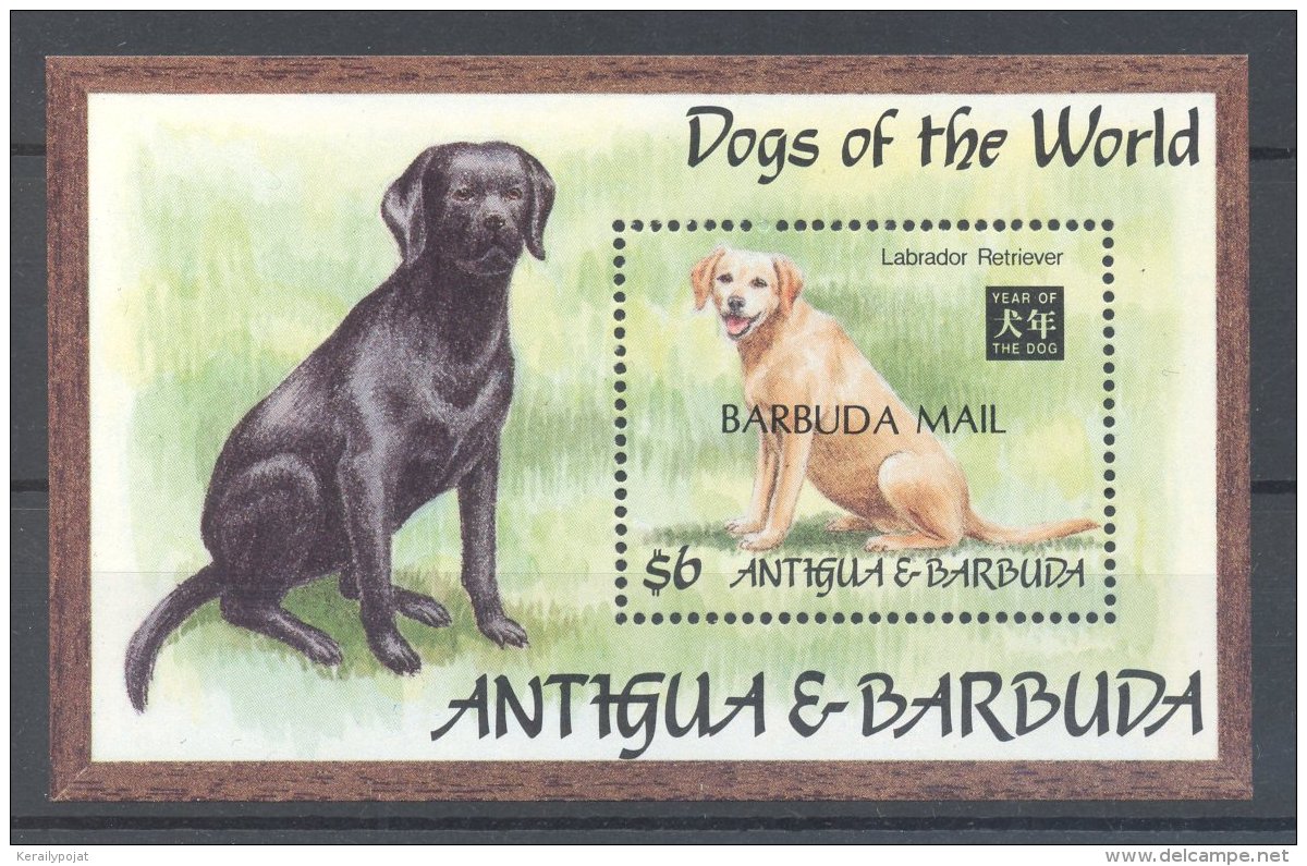 Barbuda - 1995 Dogs Block (2) MNH__(TH-19191) - Antigua Und Barbuda (1981-...)