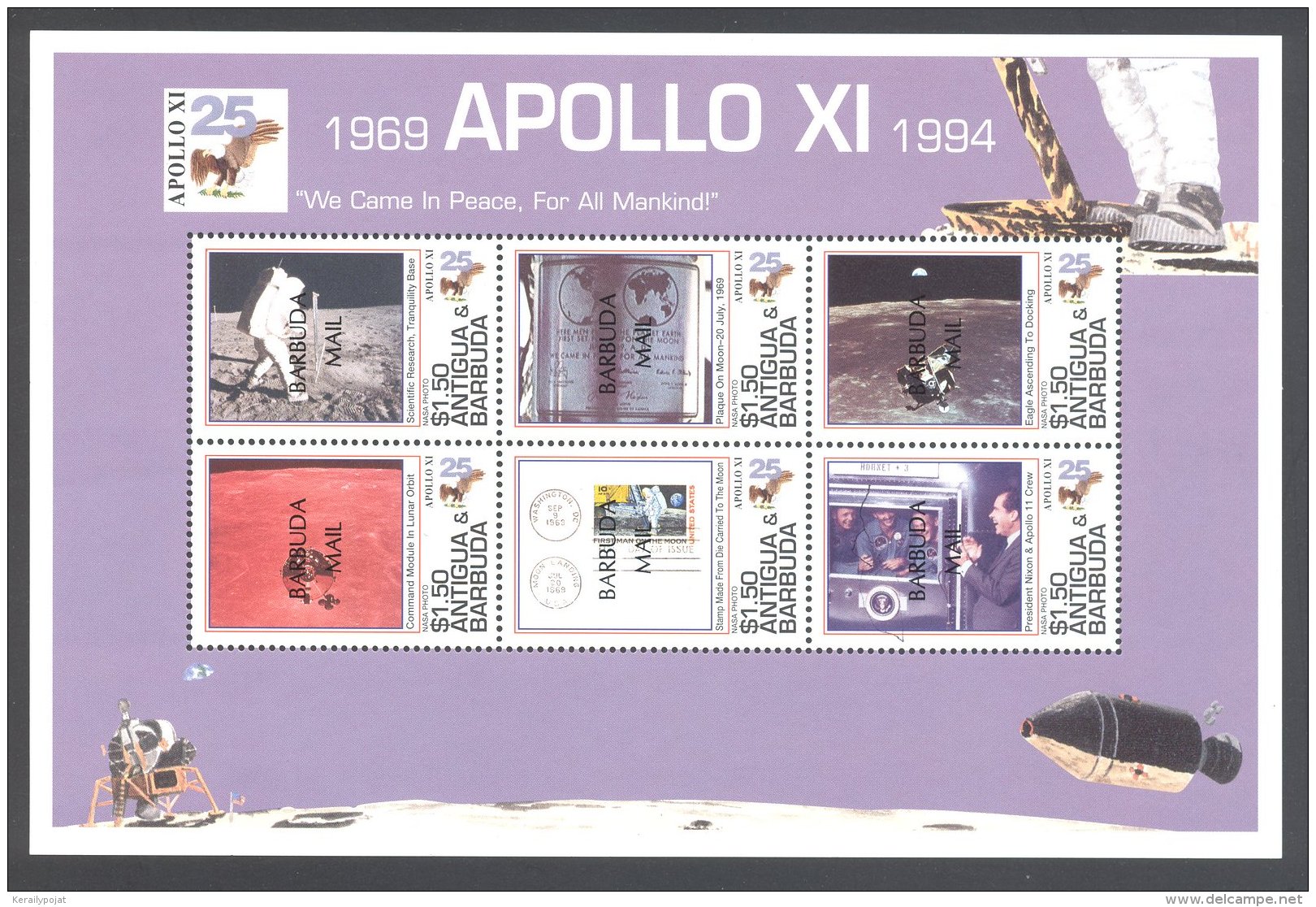 Barbuda - 1995 Moon Landing Kleinbogen (2) MNH__(THB-5504) - Antigua And Barbuda (1981-...)