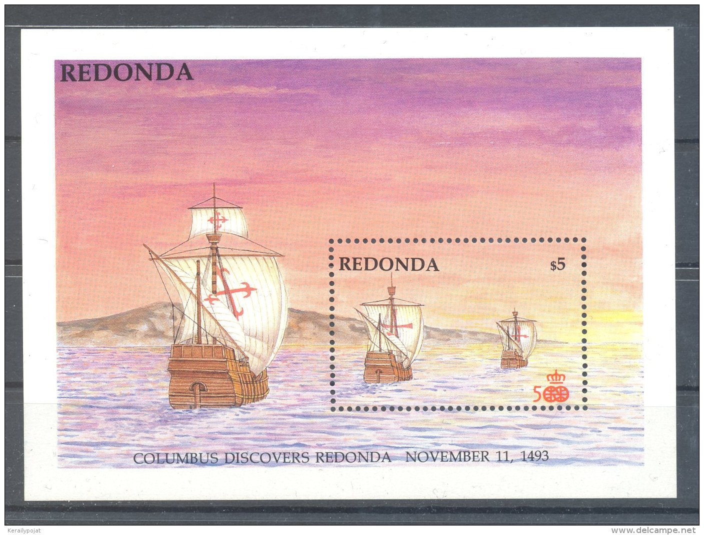 Redonda - 1988 America (I) Block (1) MNH__(TH-7164) - Antigua Und Barbuda (1981-...)