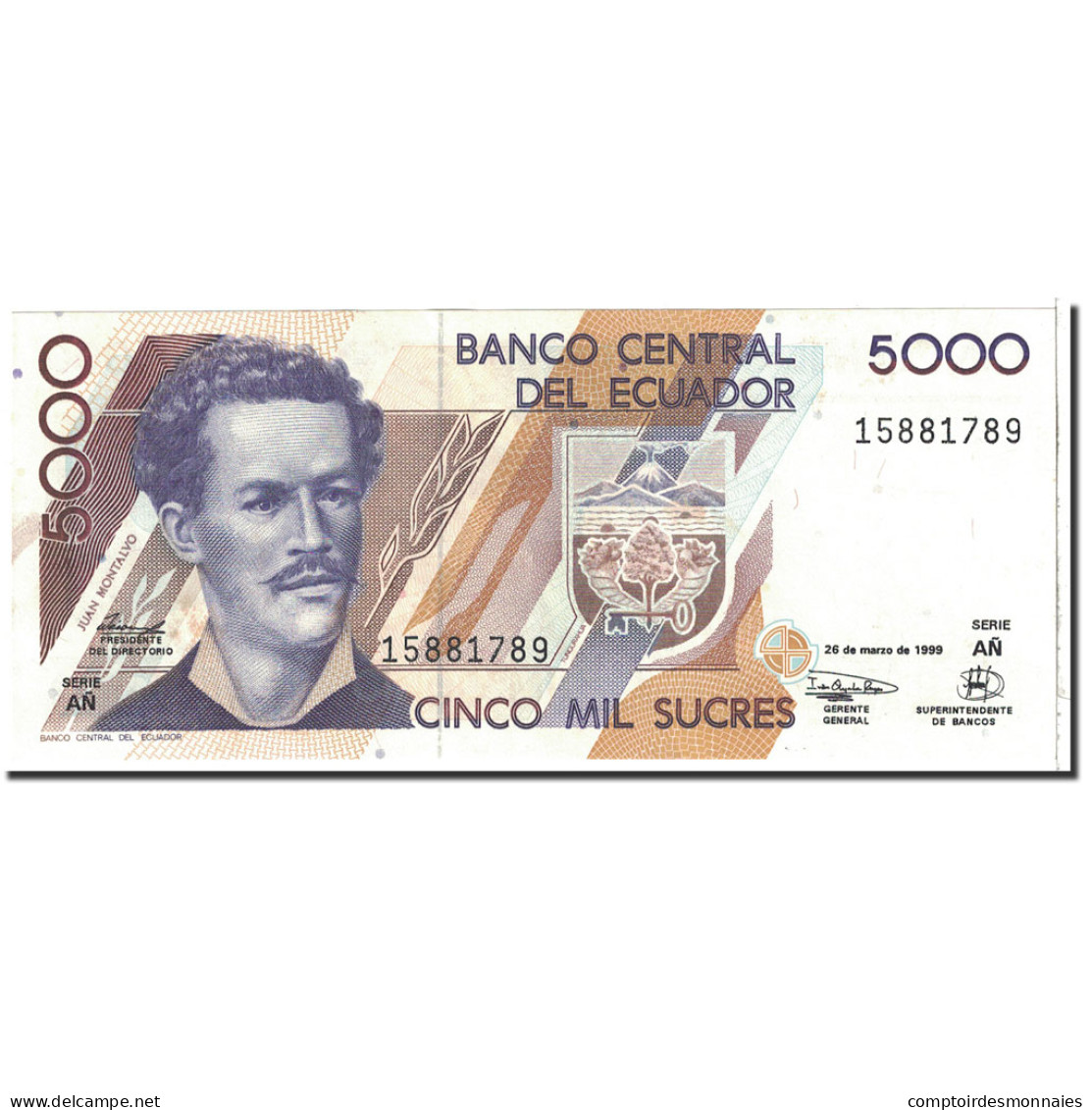 Billet, Équateur, 5000 Sucres, 1999, 1999-03-26, KM:128c, SPL+ - Ecuador