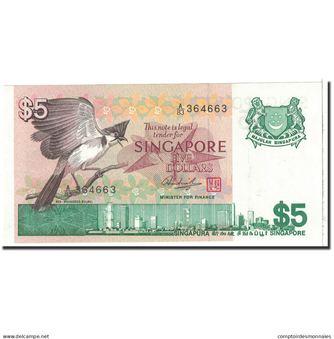 Billet, Singapour, 5 Dollars, 1976, Undated, KM:10, NEUF - Singapour